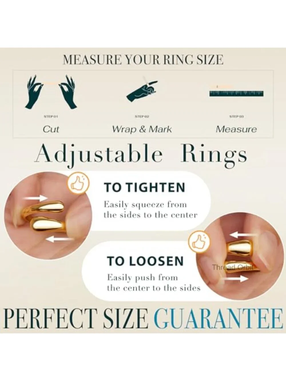 Non Tarnish Gold Chunky Rings for Women, 14K Gold Plated Statement Dome Rings
